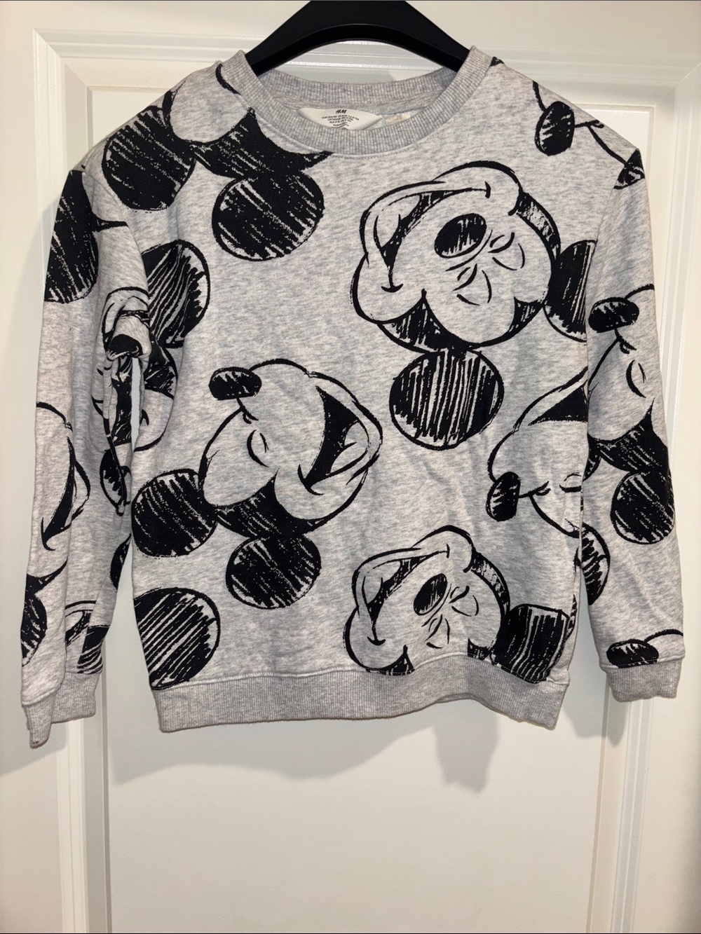 Disney Boys Gray & Black Mickey Sketch Crewneck Sweatshirt